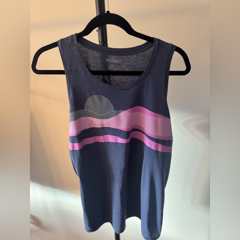 Columbia Women's Navy Tank Top with Pink Stripes